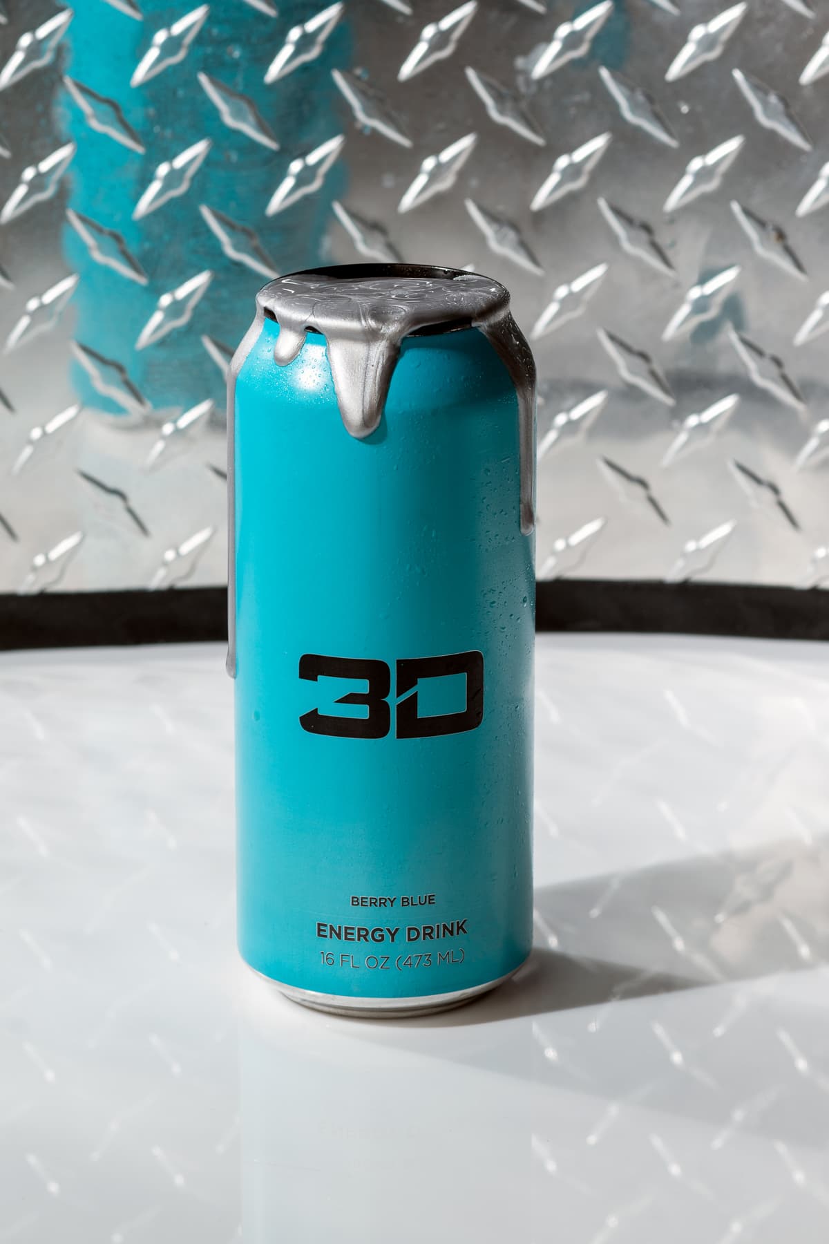 3D Berry Blue energy drink can